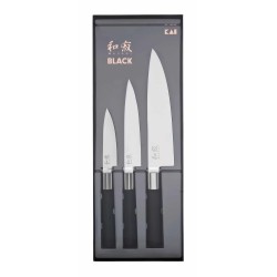 Coffret / Set 3 couteaux (Office, Petty, Chef) - Kai Wasabi Black - procouteaux