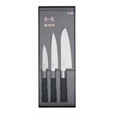 Coffret / Set 3 couteaux (Office, Petty, Santoku) - Kai Wasabi Black - procouteaux Coffret / Set 3 couteaux (Office, Petty, Santoku) - Kai Wasabi Black - procouteaux