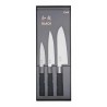 Coffret / Set 3 couteaux (Office, Petty, Santoku) - Kai Wasabi Black - procouteaux