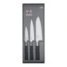 Coffret / Set 3 couteaux (Office, Petty, Santoku) - Kai Wasabi Black - procouteaux