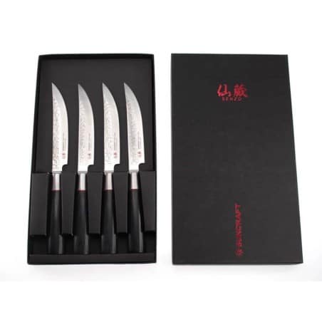 Lot de 4 couteaux steak japonais - Senzo Suncraft - 12cm ProCouteaux Lot de 4 couteaux steak japonais - Senzo Suncraft - 12cm ProCouteaux