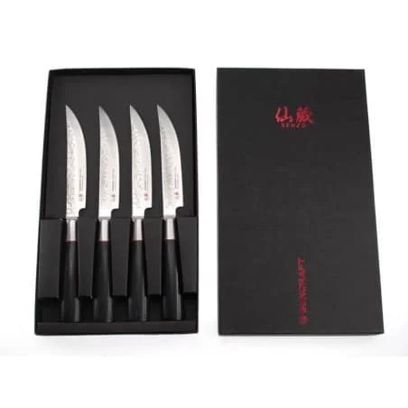 Lot de 4 couteaux steak japonais - Senzo Suncraft - 12cm ProCouteaux