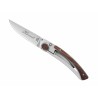 ProCouteaux - Couteau Pliant - 10.5cm - Vallernia - Laguiole - Liner Lock - Claude Dozorme, Optez pour un couteau Laguiole "Liner Lock" Vallernia par C. DozormeCe couteau, entièrement conçu et fabriqué manuellement dans l'entreprise Claude Dozorme, est le reflet d'un subtil mélange entre high-tech et tradition française.Ultra plat, ultra léger, il peut être agrafé dans la poche d'une chemise, glissé directement dans un sac ou dans la poche d'un pantalon.Il possède un mécanisme d'ouverture-fermeture (liner lock) très sécurisant. Sa lame en  acier X50CrMoV15 (0.50 % de carbone, 15% de chrome, 1% de molybdène et de vanadium) permet une coupe inégalable, elle est également réaffûtable.L'agrafe et les vis sont en acier 18/10lame 9cm - manche vallernia avec clip ceinture/porte billets.