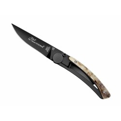 Couteau Pliant - 10.5 cm - Corne de bélier lame noire - Liner Laguiole - Liner Lock - Claude Dozorme - ProCouteaux