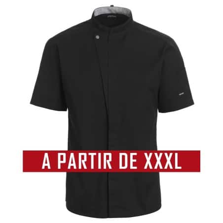 Veste de cuisine KENTAUR - Kevin - Manches courtes - NOIR - GRANDE TAILLE