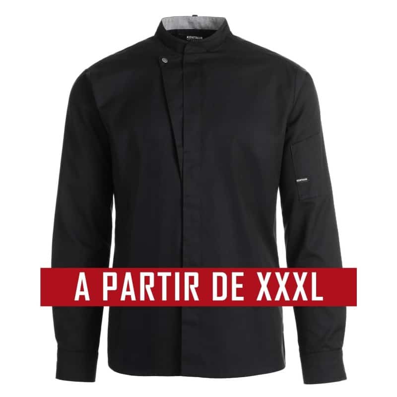 Veste de cuisine KENTAUR - Kevin - Manches longues - NOIR - GRANDE TAILLE