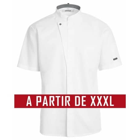 Veste de cuisine KENTAUR - Kevin - Manches courtes - BLANC - GRANDE TAILLE - Procouteaux