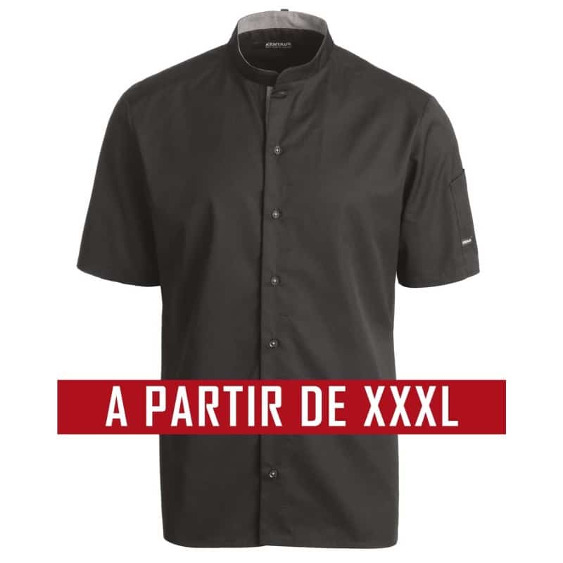 Veste de cuisine KENTAUR - Marco - Manches courtes - NOIR -GRANDE TAILLE