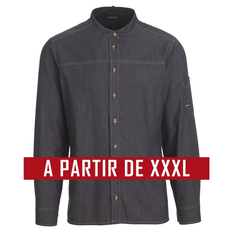 Veste de cuisine Kentaur - Mika - Manches longues - BLEU JEANS - GRANDE TAILLE