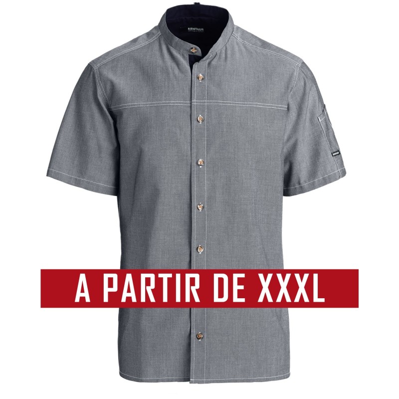 Veste de cuisine Kentaur - Mika - Manches courtes - GRIS - GRANDE TAILLE