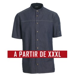 Veste de cuisine Kentaur - Mika - Manches courtes - BLEU JEANS - GRANDE TAILLE