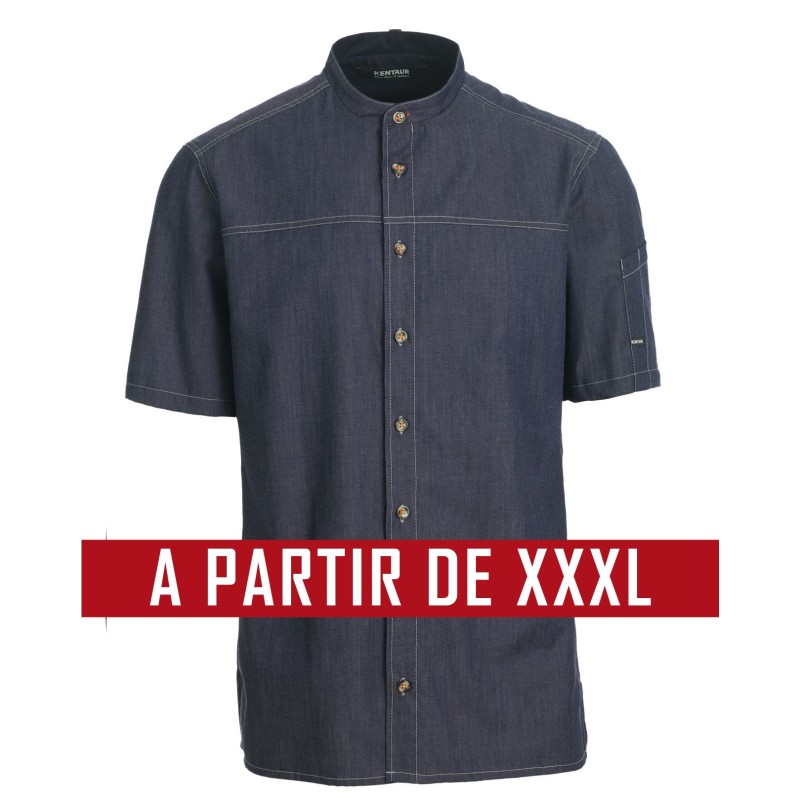 Veste de cuisine Kentaur - Mika - Manches courtes - BLEU JEANS - GRANDE TAILLE