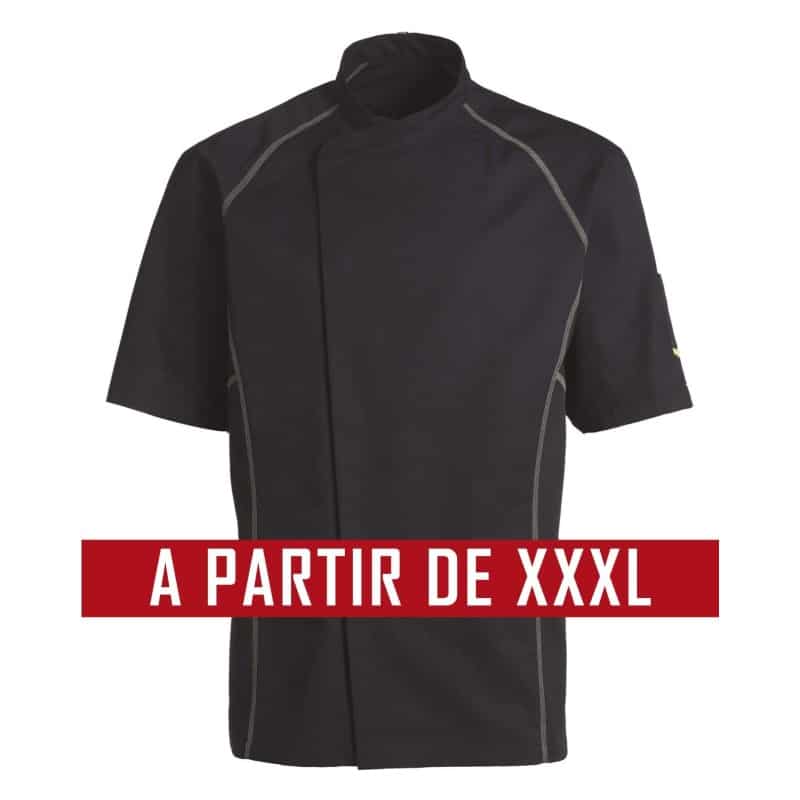 Veste de cuisine KENTAUR - Teddy - Manches courtes - NOIR - GRANDE TAILLE