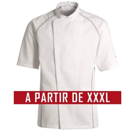 Veste de cuisine KENTAUR - Teddy - Manches courtes - BLANC - GRANDE TAILLE