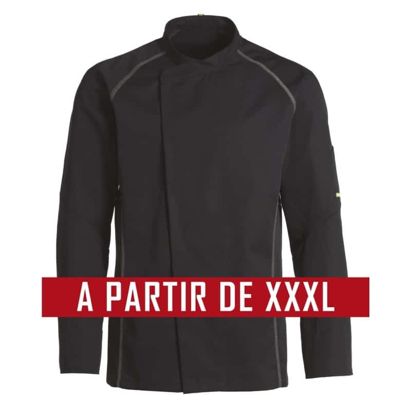 Veste de cuisine KENTAUR - Teddy - Manches longues - NOIR - GRANDE TAILLE