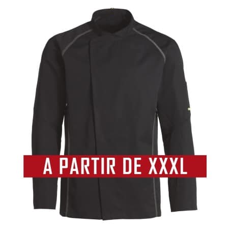 Veste de cuisine KENTAUR - Teddy - Manches longues - NOIR - GRANDE TAILLE