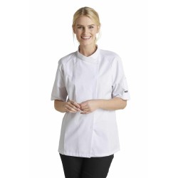Veste de cuisine femme - KENTAUR - Cathy - Manches courtes - blanc - Procouteaux