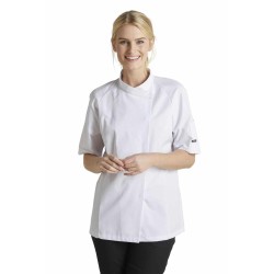 Veste de cuisine femme - KENTAUR - Cathy - Manches courtes - blanc