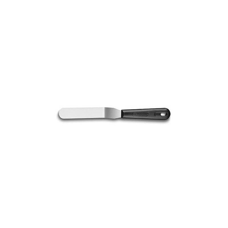 ProCouteaux - Mini Palette / Spatule inox coudée - 10 / 14 cm, Descriptif - Mini Palette / Spatule inox coudéeCette mini palette coudée très pratique pour faire des finitions et la manipulation des petit gâteaux et mignardises. Longueur jusqu'au coude : 10cmLongueur jusqu'à la poignée : 14cmExiste aussi en 15 cmGravure spatule - 6 € - cliquez sur Gravure/Broderie