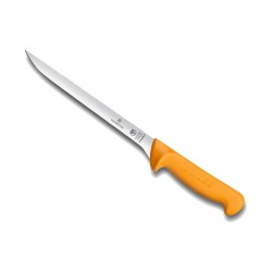 ProCouteaux - Couteau dénerver / éplucheur - flexible - Swibo Victorinox - 20 cm jaune, Couteau à dénerver ou éplucheur usé Swibo de Victorinox Il s'appelle pour certains couteau à dénerver, éplucheur pour d'autres, mais l'essentiel c'est que ce couteau est de qualité professionnelle et au manche jaune - la particularité de Swibo. La forme courbé de la lame Le manche ergonomique offre un confort de travail tout au long de la journée. Comme tous les couteaux Victorinox, c'est une fabrication Suisse. Gravure couteau - 6 € - cliquez sur Gravure/Broderie