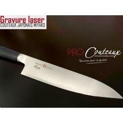 Mallette Chef Cuir - 3 Couteaux Japonais MIYAKO  et 3 ustensiles - gravure LASER offerte