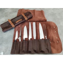 Mallette Chef Cuir - Couteaux Japonais MIYAKO - 7 pièces - gravure LASER offerte ProCouteaux