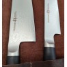 Mallette Chef Cuir - 3 Couteaux Japonais MIYAKO  et 3 ustensiles - gravure LASER offerte - Procouteaux