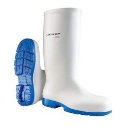 ProCouteaux - Bottes de laboratoire alimentaire - Dunlop Acifort S4, Marre des bottes bas de gamme ?Les bottes de sécurité agroalimentaire Acifort Classic+ de la marque Dunlop vous offrent un confort aux pieds tout en respectant les normes de sécurité. Sa matière unique et la doublure antibactérienne absorbent la sueur et les mauvaises odeurs ET - non négligeable - vous offrent du confort aux pieds.La botte est blanche avec une semelle bleue anti-dérapante et elle est équipée d'un embout en acier pour absorber les chocs.Attention : les bottes Dunlop chaussent grandes. Nous vous conseillons de choisir une pointure en-dessous de votre pointure habituelleIdéal pour poissonnerieVoir autres articles pour boucherie et cuisine
