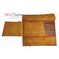 Mallette souple en cuir véritable - CARAMEL - 3 emplacements