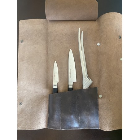 Mini mallette cuir - 2 couteaux Miyako Japonais et pince