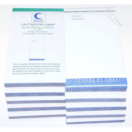 Carnet / Bloc de commande maître d'hôtel tripli - Grand format Carnet / Bloc de commande maître d'hôtel tripli - Grand format