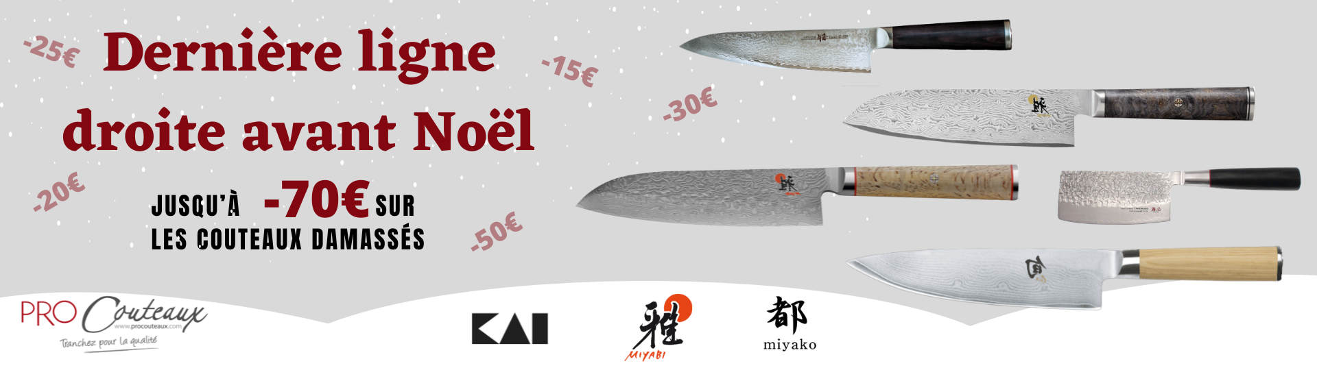 Jusqu'à 70 euros de réduction sur les couteaux japonais damassés