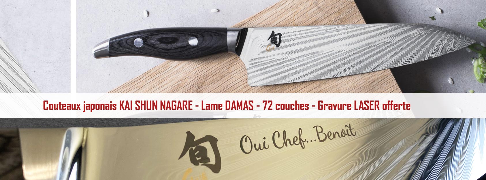 Collection de couteaux  japonais kai shun nagare sur ProCouteaux.Com